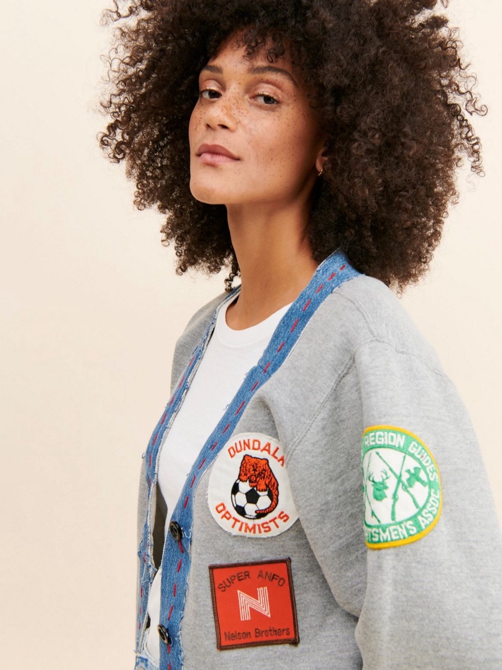 Riley Grey Vintage One-of-A-Kind Patchwork
Denim Cardigan M